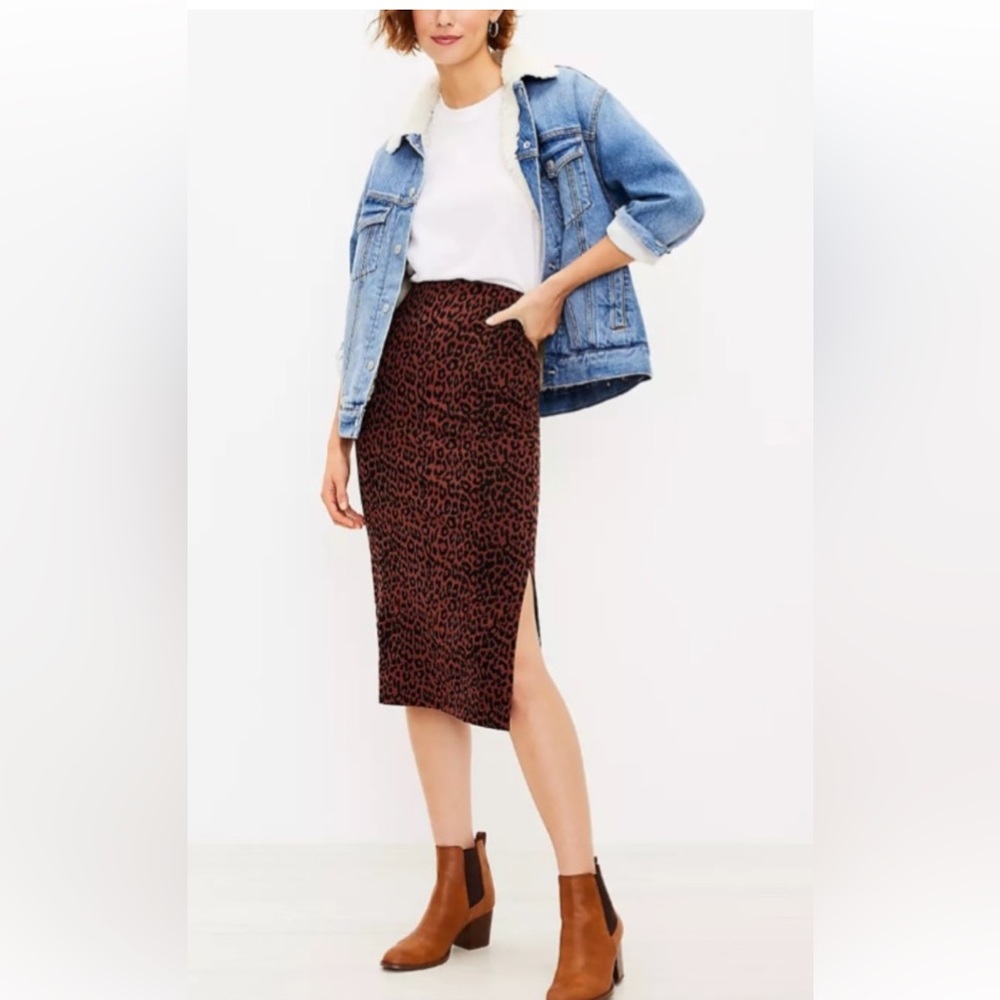 Loft animal print pencil skirt
